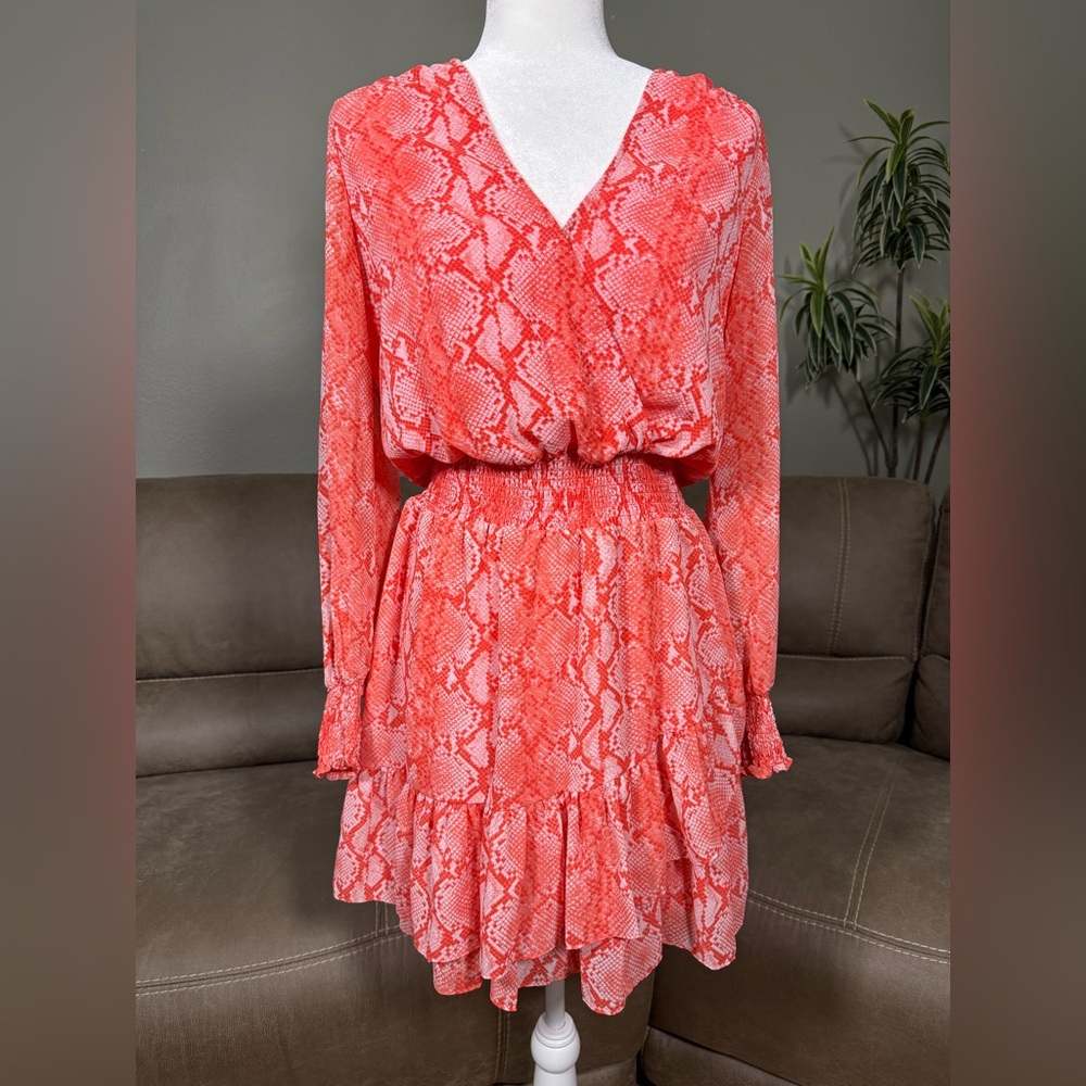 Michael Kors MK Coral Snake Print Animal Mini Dress Sz M Spring Summer Easter - Picture 2 of 10